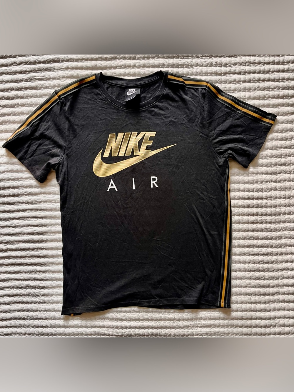Retro Nike Air Black T-Shirt with Gold Logo